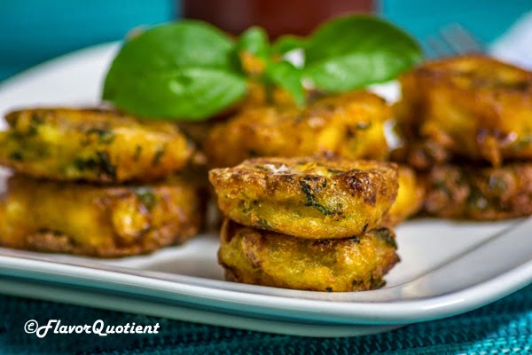 Basil Potato Fritters | Flavor Quotient | These crispy potato fritters of mine have a hidden twist in them and that is fresh basil leaves which add immense flavor in these crispy and crunchy potato fritters!