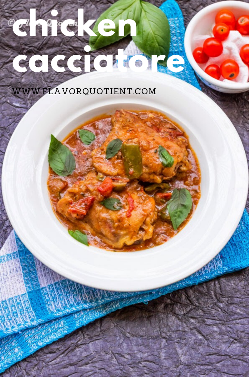 The famous Italian chicken cacciatore from my kitchen to yours!  This easy and authentic chicken cacciatore recipe will help you enjoy a restaurant style Italian dinner at home! Learn how to make this Italian classic recipe using this step by step recipe. | chicken cacciatore recipe | chicken cacciatore recipe easy | chicken cacciatore crockpot | chicken cacciatore slow cooker | chicken cacciatore recipe authentic | Italian chicken cacciatore recipe