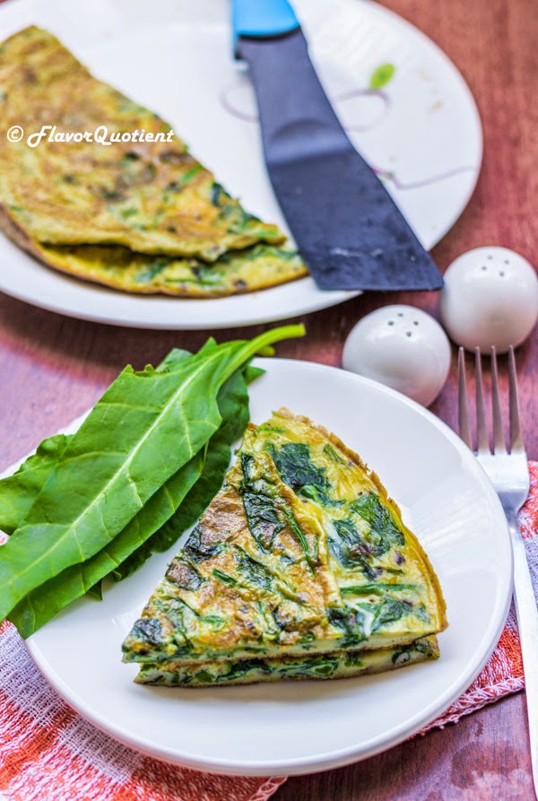 Spinach Frittata | Flavor Quotient | Spinach frittata is one of the most healthy and tasty breakfast or brunch options for all my veggie loving readers out there and it is great for any meatless day too!