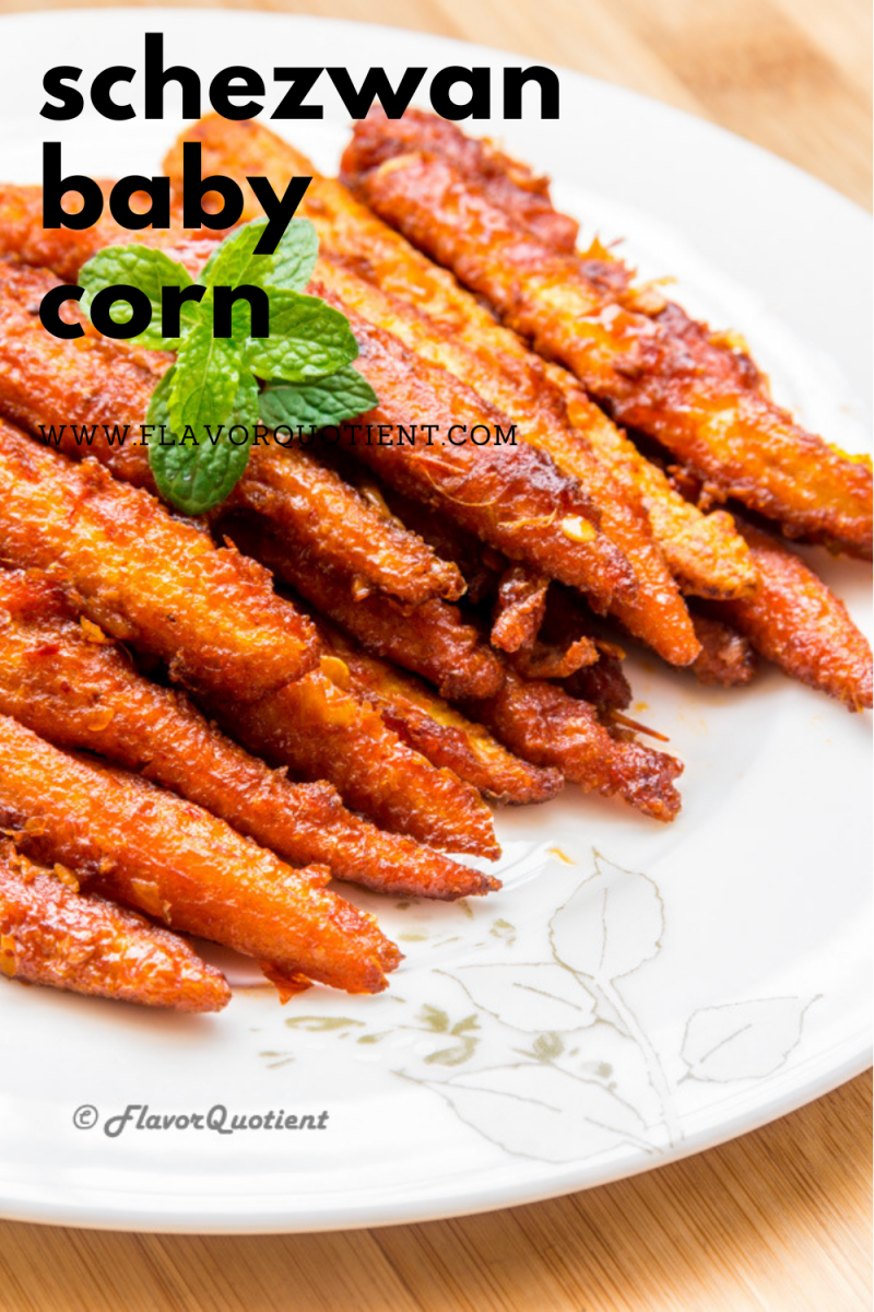 The humble baby corn got its makeover to become super delicious crispy Schezwan baby corn which is ridiculously easy to make! Serve it as an healthy after-school snack or a game-day finger-food and you will rock! Make this crispy baby corn with spicy schezwan sauce as an appetizer to delight all your vegetarian guests in next house party! | crispy baby corn | schezwan baby corn | baby corn recipe | baby corn appetizer | vegetarian appetizer recipe | party snack ideas