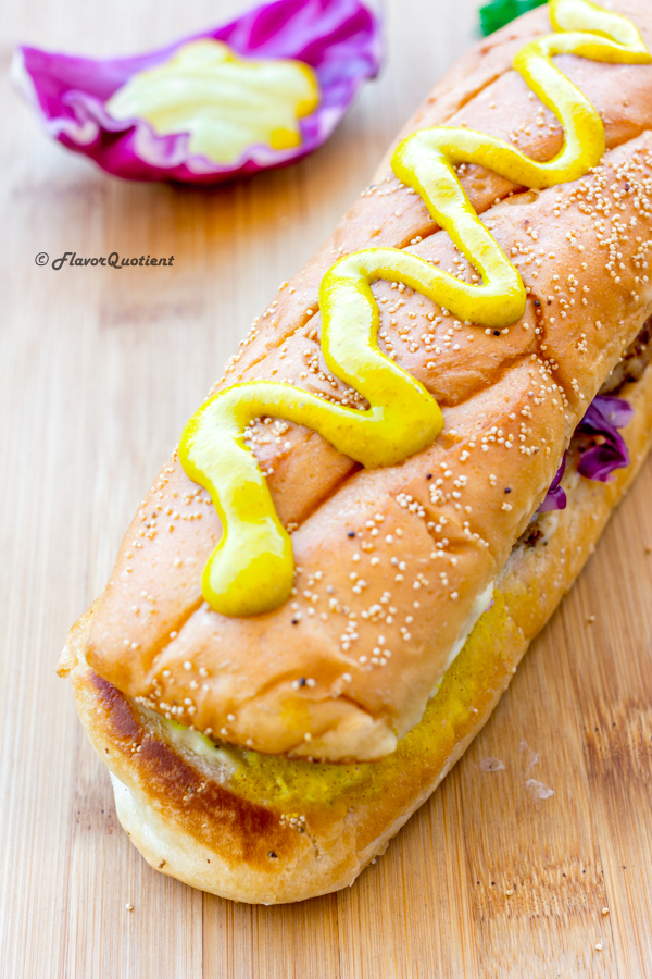 Chicken Hot Dog | Flavor Quotient | The chicken hot dog is the super-popular café snack loved by kids to adults. My homemade version of chicken hot dog is juicy and meaty to ultimate perfection!