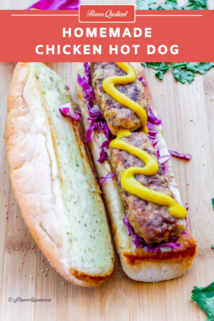 Chicken Hot Dog | Flavor Quotient | The chicken hot dog is the super-popular café snack loved by kids to adults. My homemade version of chicken hot dog is juicy and meaty to ultimate perfection!