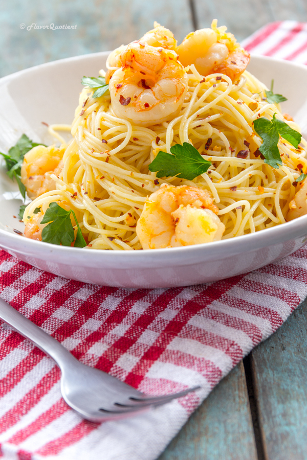 Shrimp Scampi with Capellini | Flavor Quotient | Shrimp scampi in the lemon-wine sauce served on top of capellini or angel hair pasta will be the best summer pasta you ever had.