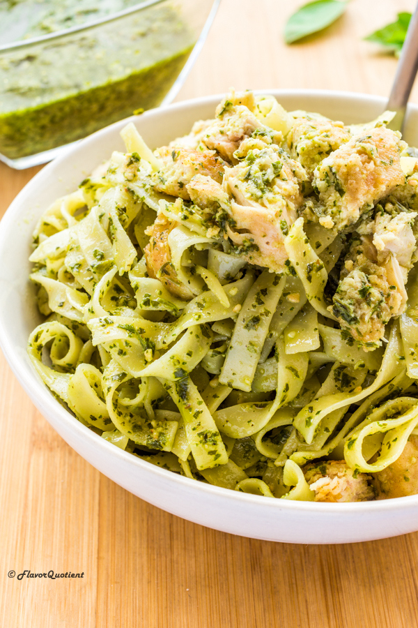 Best Ever Chicken Pesto Pasta – Flavor Quotient : I made the classic chicken pesto pasta which needs no introduction and it proved to be even more special with homemade basil pesto using our own homegrown basil leaves!