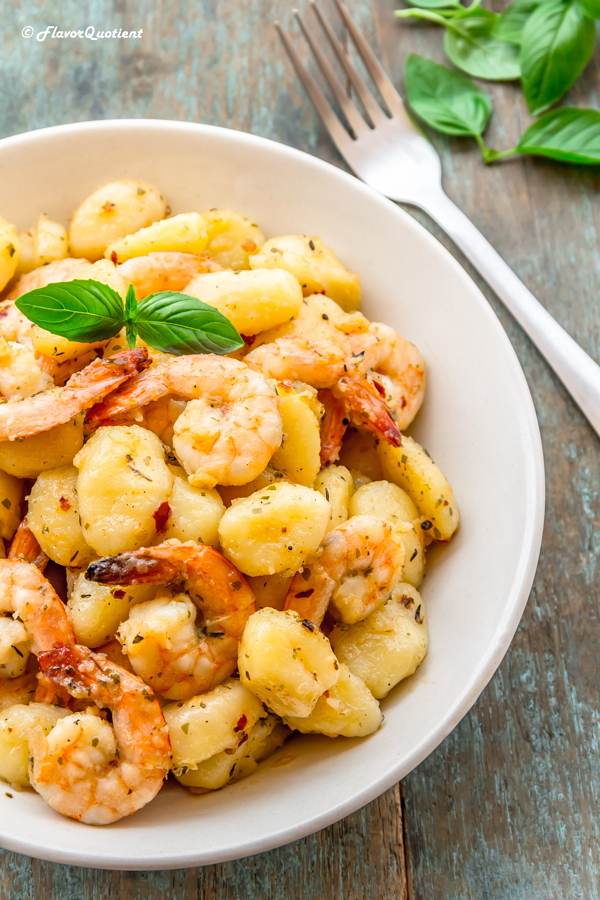 Gnocchi with Shrimps in Lemon Wine Sauce | Flavor Quotient | This super simple recipe of gnocchi with shrimps is quick to make but does not compromise with the taste and flavor even a bit! A fine dining experience at the comfort of your home!