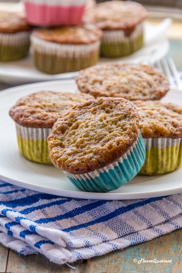 Low Fat Banana & Zucchini Muffins | Flavor Quotient | These banana zucchini muffins are power packed breakfast goodies which will be loved by everyone across the board – even the remotest zucchini lovers!