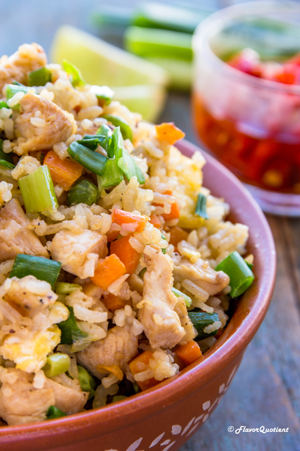 Special Chicken Fried Rice *Video Recipe* | Flavor Quotient | This really special chicken fried rice is loaded with lots of veggies, eggs and meats making it a yummy and fulfilling one pot meal!