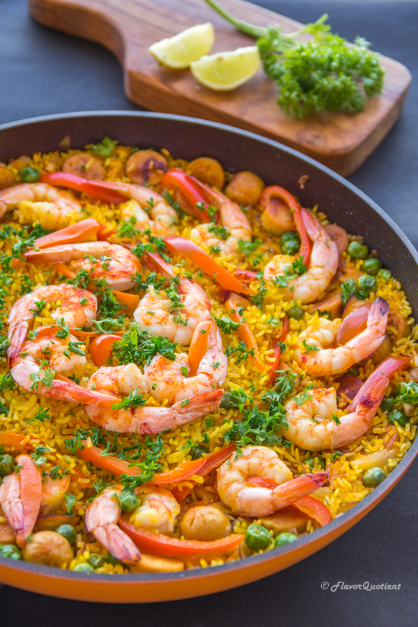 Sausage & Shrimp Paella *Video Recipe* | Flavor Quotient | This easy recipe of sausage and shrimp paella is my version to help you make delicious Spanish paella at home without much fuss.