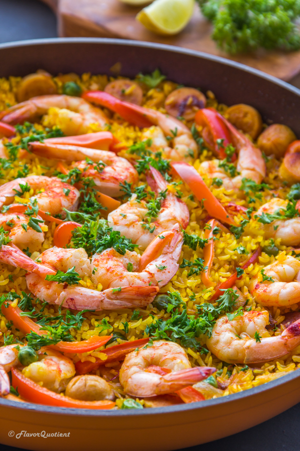 Sausage & Shrimp Paella *Video Recipe* | Flavor Quotient | This easy recipe of sausage and shrimp paella is my version to help you make delicious Spanish paella at home without much fuss.