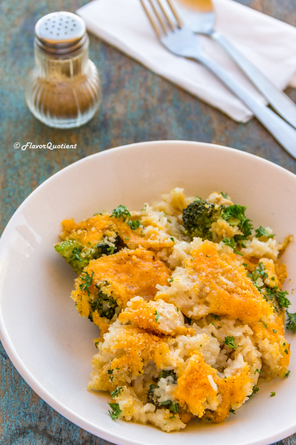 Cheesy Chicken Broccoli Rice Casserole | Flavor Quotient | I call this cheesy chicken broccoli rice casserole a one-pot-wonder! It’s hearty, delicious, easy and a crowd pleaser! What more do we want!