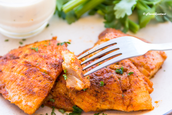 Spicy Pan Seared Tilapia | Flavor Quotient | Sautéed fish always brings instant smile to my face and this spicy pan seared Tilapia is no exception. The combination of spices here brings out the maximum flavor of Tilapia perfectly!