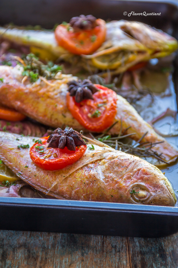 Whole Baked Fish & Vegetables | Flavor Quotient | A magnificent dish is at your disposal today! This baked fish with vegetables is not only pleasing to eyes but also a feast to your senses!