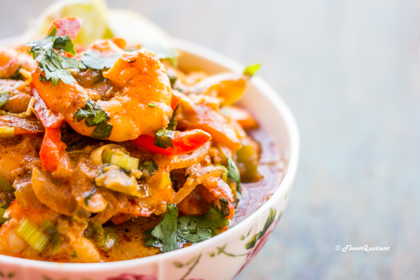 Thai Shrimp in Coconut Sauce | Flavor Quotient | Hot and tangy Thai shrimp in coconut sauce is best enjoyed with Jasmine rice and brings in restaurant style Thai food experience in the comfort of your home!
