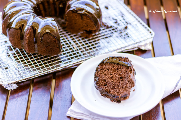 Chocolate Bundt Cake with Chocolate Ganache | Flavor Quotient | This is the perfect time for the decadent chocolate Bundt cake drizzled with luscious chocolate ganache! Well, no time could be imperfect for this heavenly chocolaty delicacy!