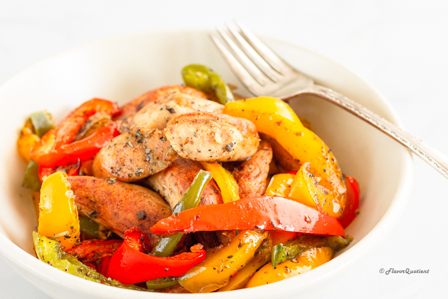 baked sausage and pepper