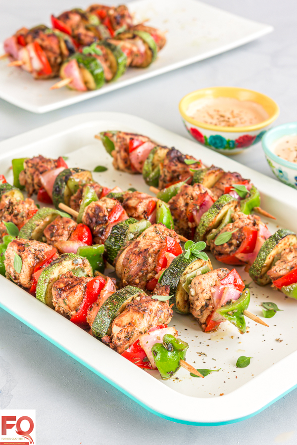 Mediterranean Chicken Kabobs |  Flavor Quotient |  Mediterranean chicken kabobs are one of the most refreshing chicken kabobs I have ever had thanks to all the invigorating herbs and the colorful & crunchy veggies!  A definite must try not only for its stunning visual appeal but also for its amazing taste!