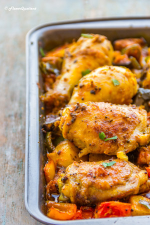 Indian Spiced Tray Baked Chicken with Veggies - FQ