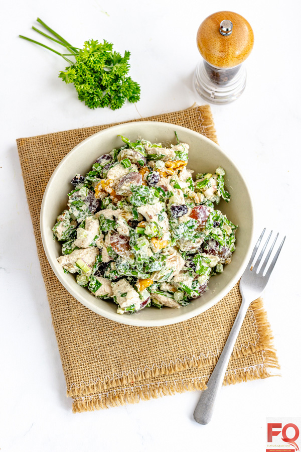 7-Creamy Chicken Salad Made with with Parsley, Green Onion, Walnut and Fresh Grapes.