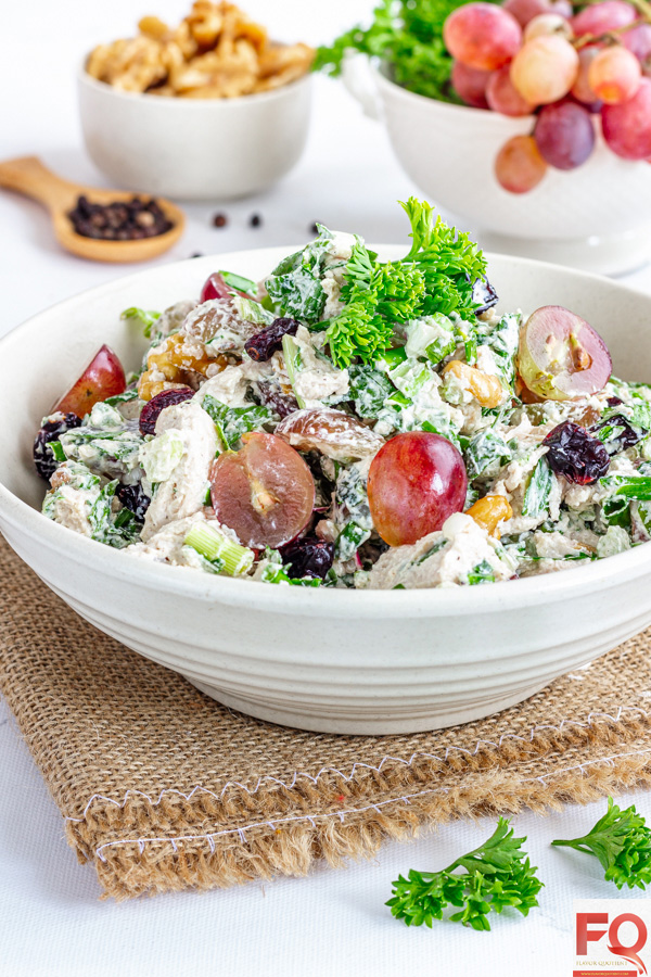 2-Creamy Chicken Salad Made with with Parsley, Green Onion, Walnut and Fresh Grapes.