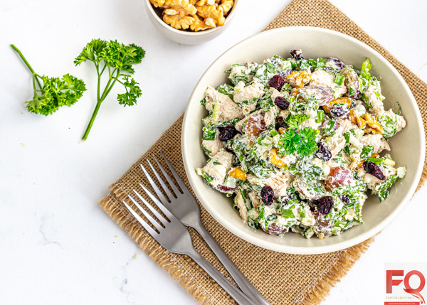 8-Creamy Chicken Salad Made with with Parsley, Green Onion, Walnut and Fresh Grapes.